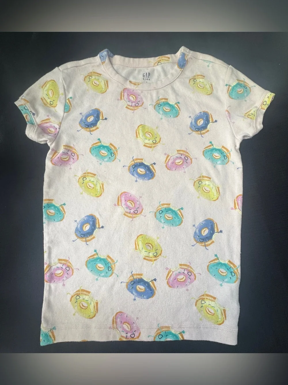 GAP Pink Kids Sleep Pajama Set with Multicolor Donut Print size 12